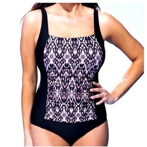 Swimsuits For All Womens Ruched Tummy Control Modest One Piece Swimsuit size 18